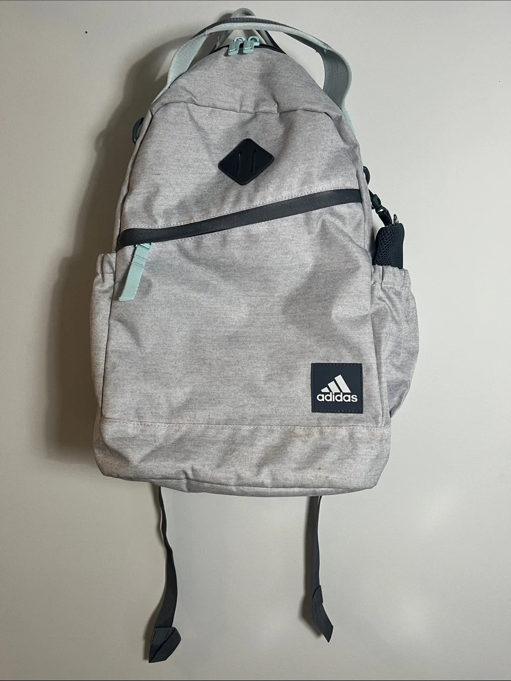 adidas Light Gray Backpack with Mint Blue Accents - Picture 1 of 11